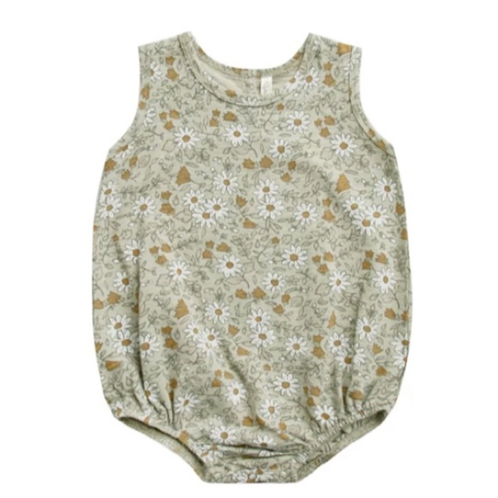 Rylee + Cru Floral Bodysuit in Green and White